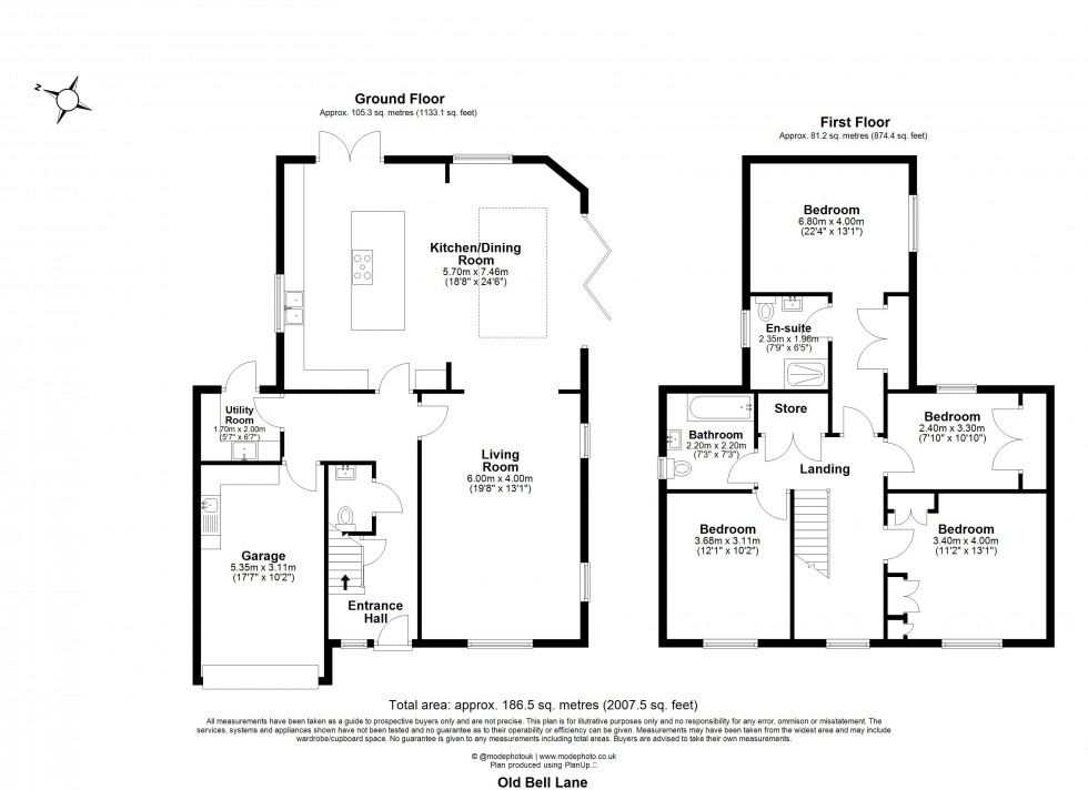 Floorplan for Old Bell Lane, Rettendon Common, Chelmsford