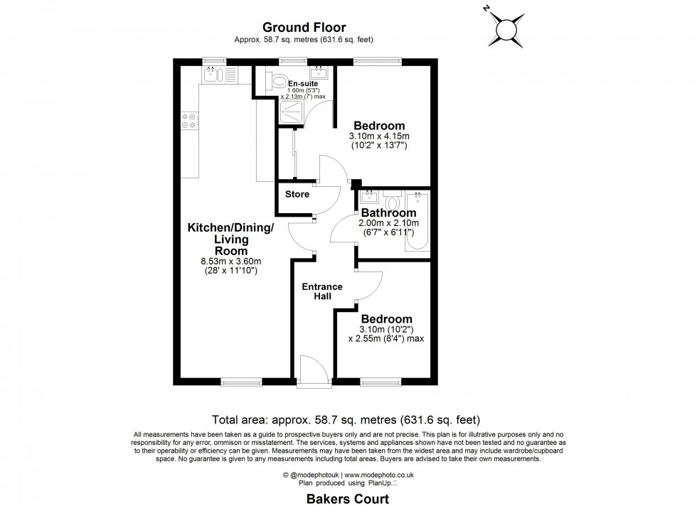 Floorplan for Bakers Court, Dowsett Lane, Ramsden Heath, Billericay